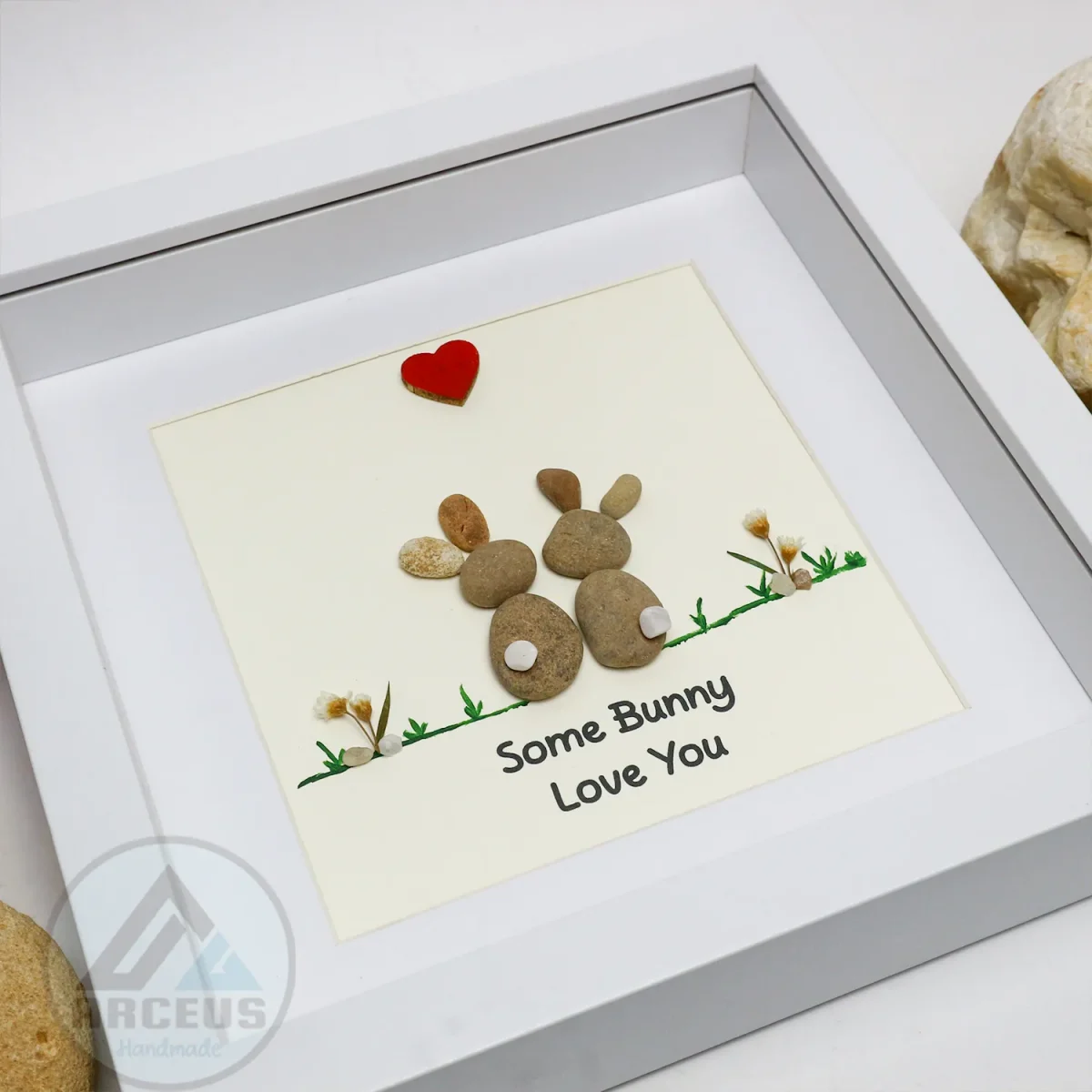 Bunny Pebble Art, Bunny Lovers Gift, Rabbit Pebble Art, Pebble Picture, Anniversary Gift, Rabbit Pebble Art, Rabbit Framed Gift, Unique Gift, Handcrafted Item, - Image 7