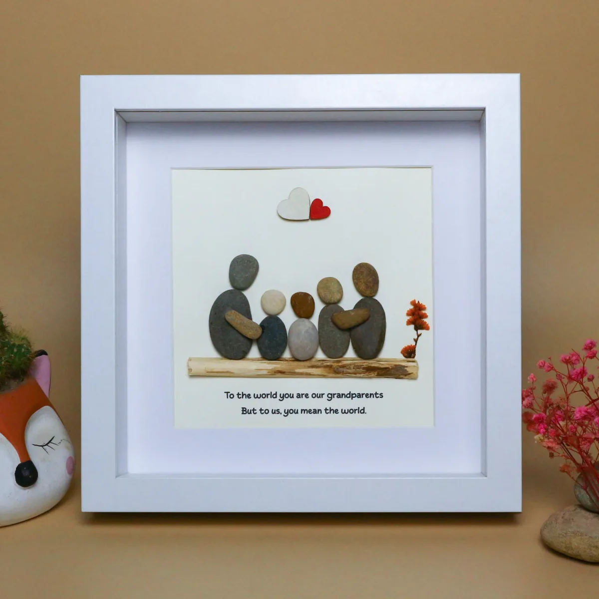 Personalized Grandparents Gift, Grandparents Day Gift, Grandparents Pebble Art, Gifts for Grandparents, Grandparents Gifts from kids - Image 1
