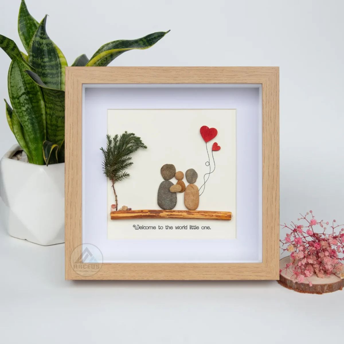 XNJPG AMZ00355-01 Personalized Family Pebble Art, Housewarming Gift Pebble Painting, Custom Pebble Art Family, Gift For Family, New Home Pebble Art Gift - Image 1