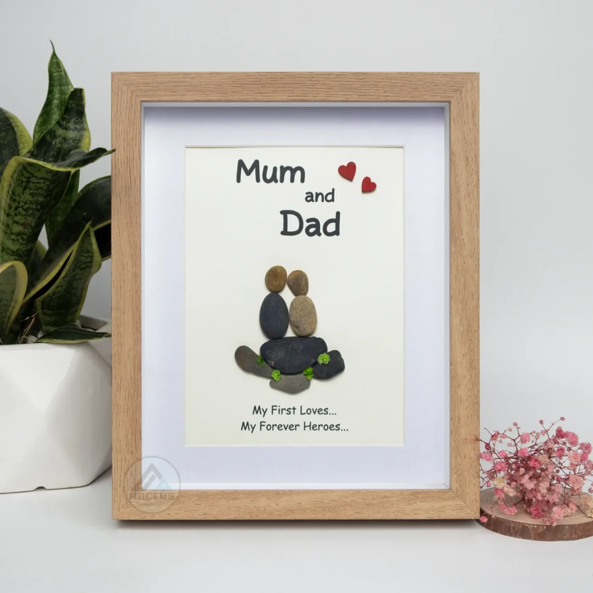 Mum And Dad Pebble Art, Personalized Anniversary Gift for Parents, Gift For Parents Aniversary, Gift For Mom, Gift For Dad - Image 1