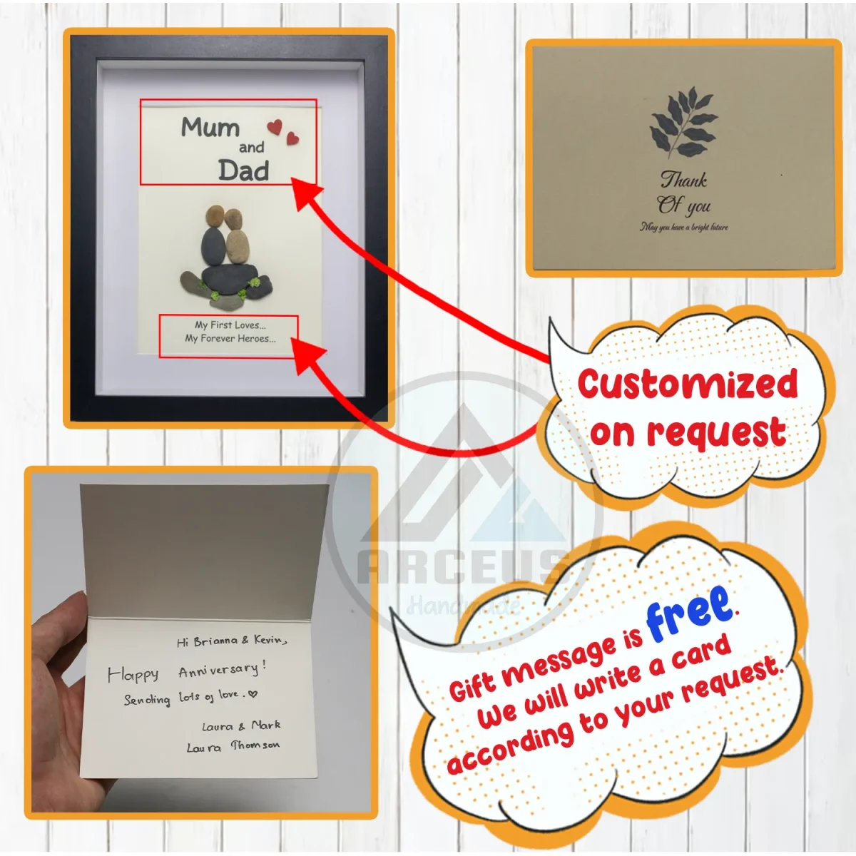 Mum And Dad Pebble Art, Personalized Anniversary Gift for Parents, Gift For Parents Aniversary, Gift For Mom, Gift For Dad - Image 3