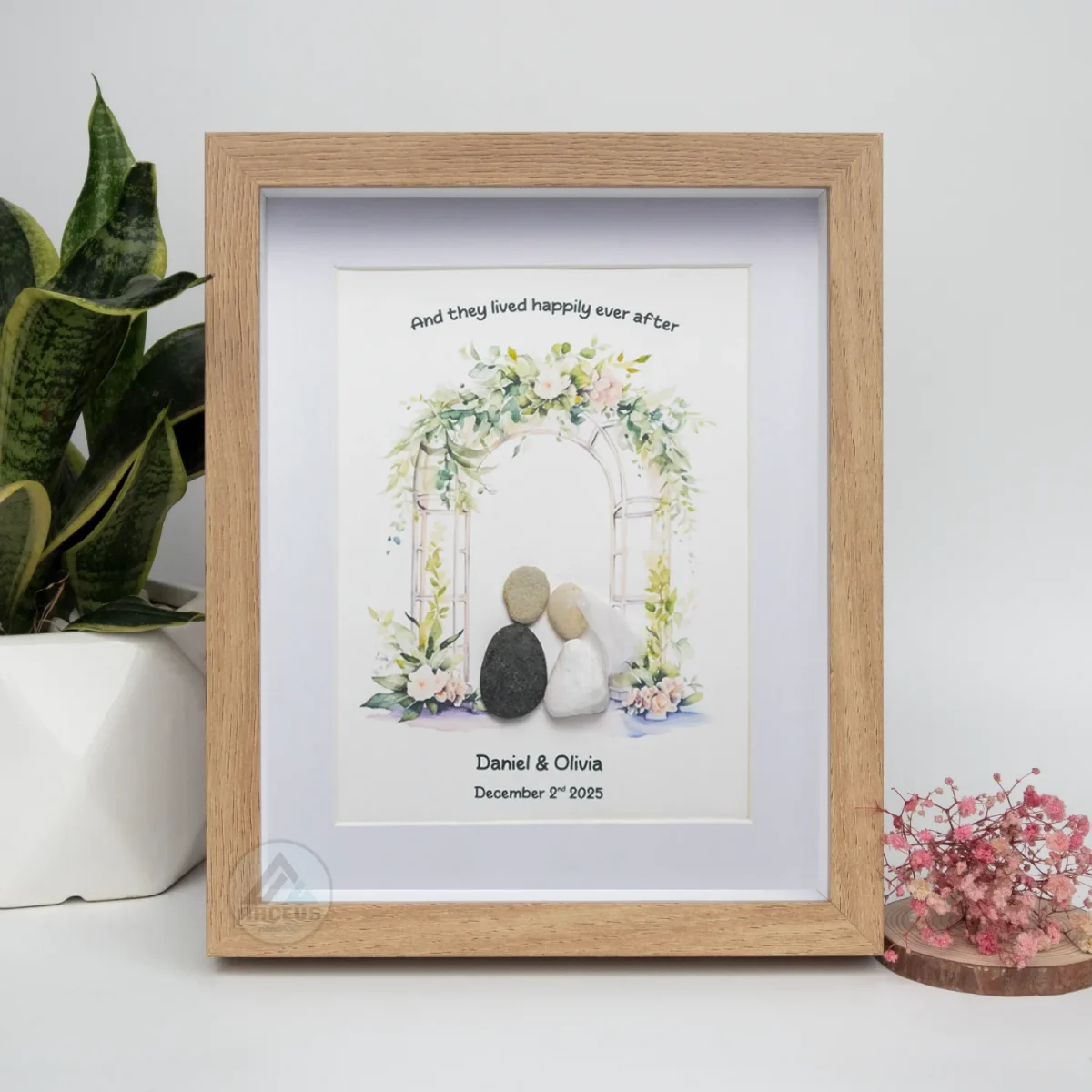 XNJPG AMZ00358-05 Personalized Wedding Anniversary Pebble Art, Couple Pebble Art, Anniversary Present for Him or Her, Pebble Art Gift, Pebble Painting - Image 1