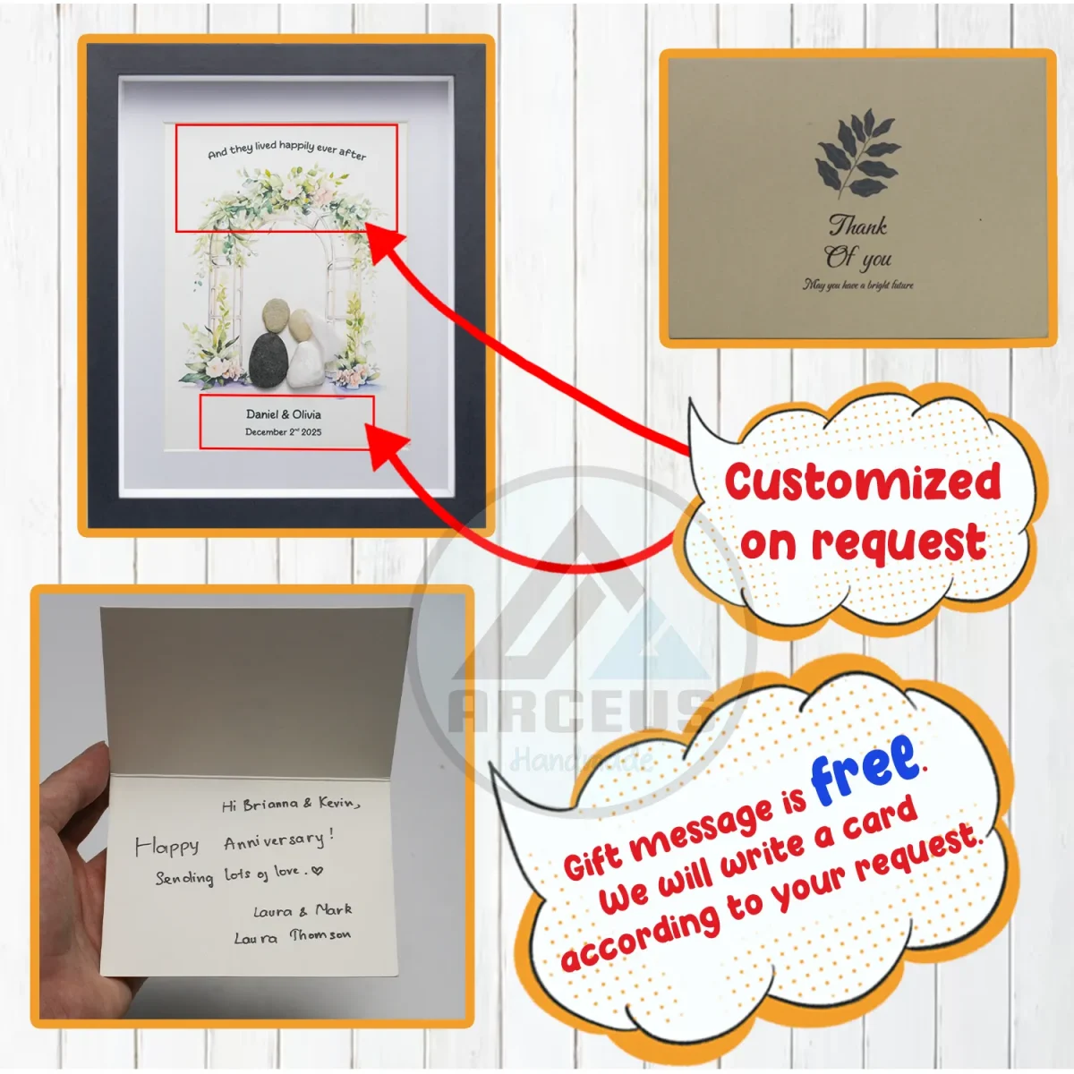 Personalized Wedding Anniversary Pebble Art, Couple Pebble Art, Anniversary Present for Him or Her, Pebble Art Gift, Pebble Painting - Image 3