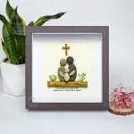 Personalized Christening Gifts, Christening Family Gift, Christening Pebble Frame, Christening Gift from Godparents, Baptism Gift - Image 5