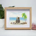 Personalized Couple On The Beach Pebble Art, Gift for Wedding Anniversary, Gift for Couple, Love Pebble Art Gift, Pebble Painting