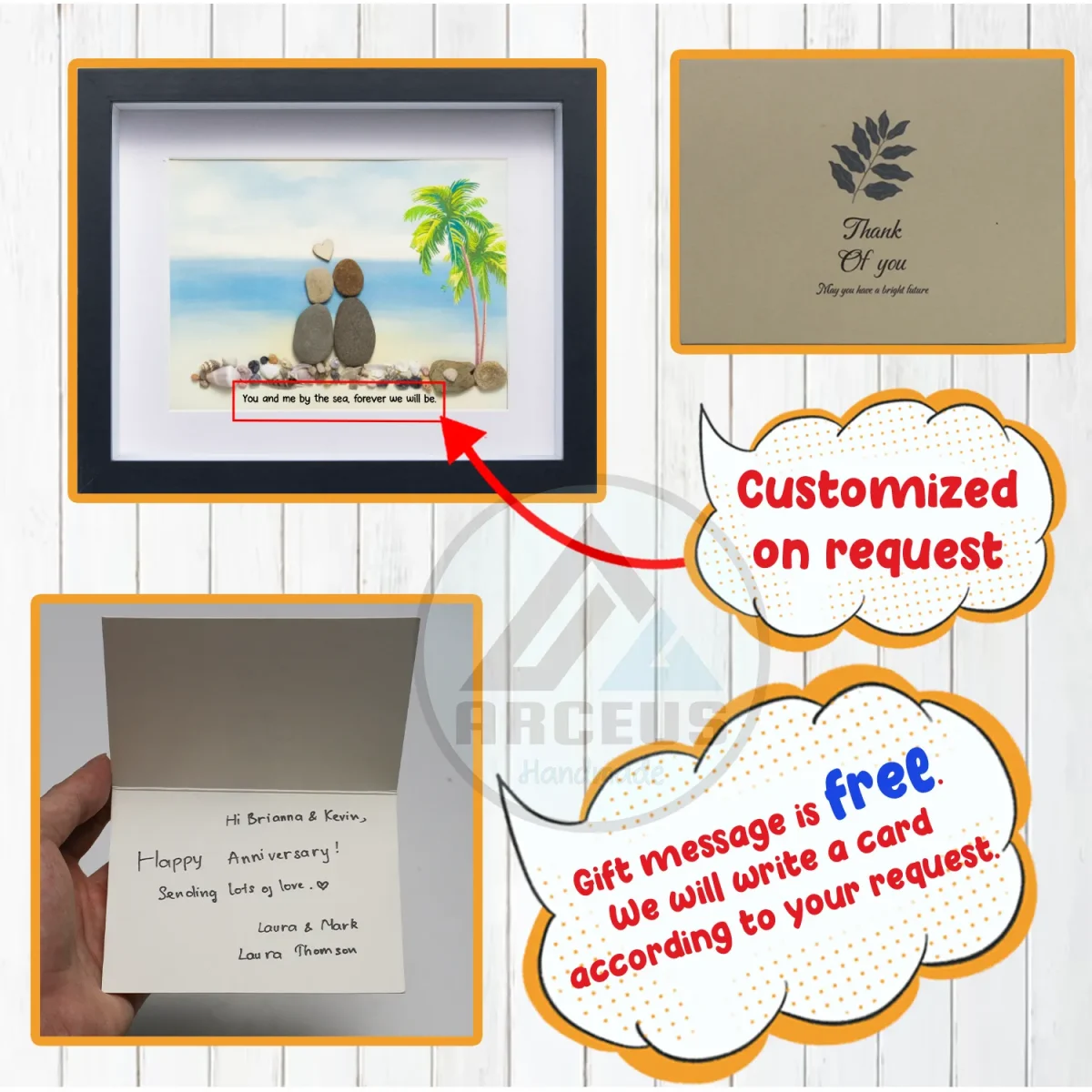 Personalized Couple On The Beach Pebble Art, Gift for Wedding Anniversary, Gift for Couple, Love Pebble Art Gift, Pebble Painting - Image 3