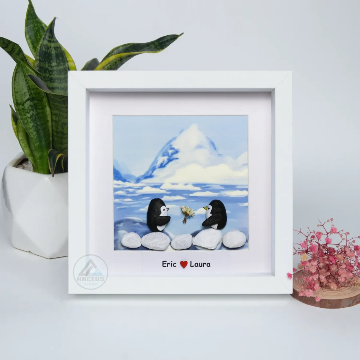 You Are My Penguin Gift, Penguin Love Pebble Art | Penguin Art For Boyfriend, Girlfriend, Husband, Wife Romantic Gift Unique - Image 6