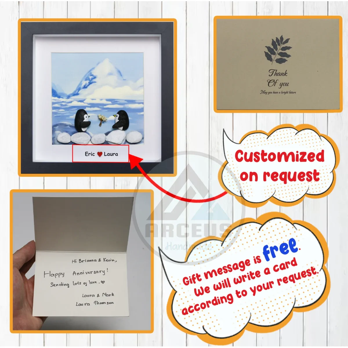 You Are My Penguin Gift, Penguin Love Pebble Art | Penguin Art For Boyfriend, Girlfriend, Husband, Wife Romantic Gift Unique - Image 3