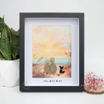 Personalized Couple and Dog On The Beach Pebble Art, Gift for Wedding Anniversary, Gift for Couple, Love Pebble Art Gift, Pebble Painting - Image 5