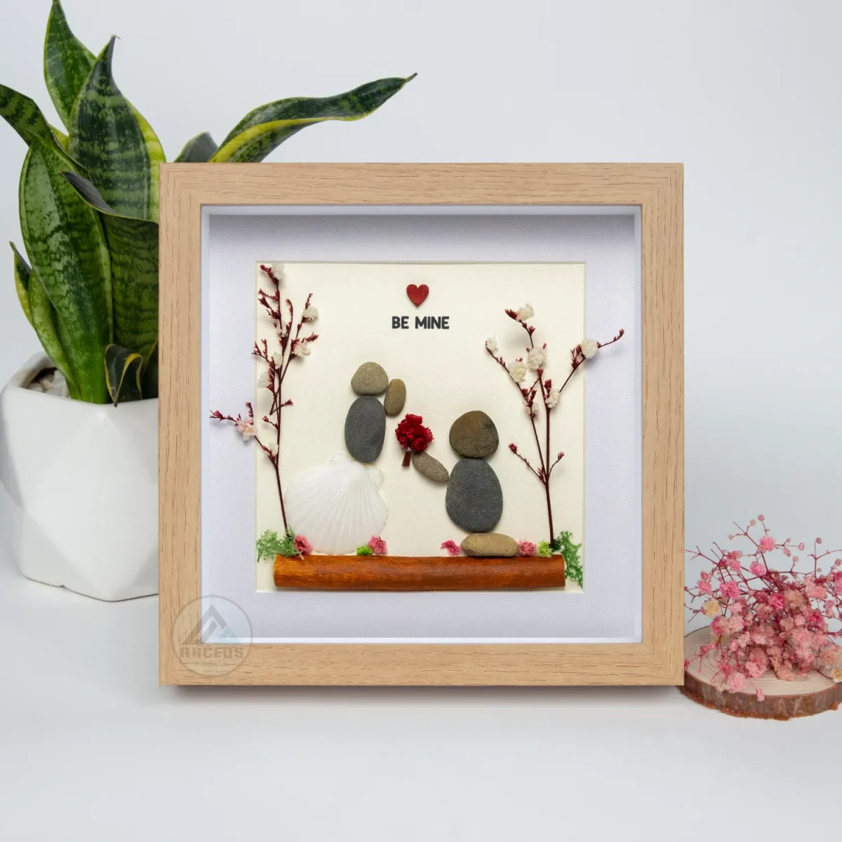 Personalized Couple Pebble Art, Wedding Gift for Couple, Anniversary Gift For Girlfriend / Wife / Husband, Pebble Painting, Pebble Art Gift - Image 1