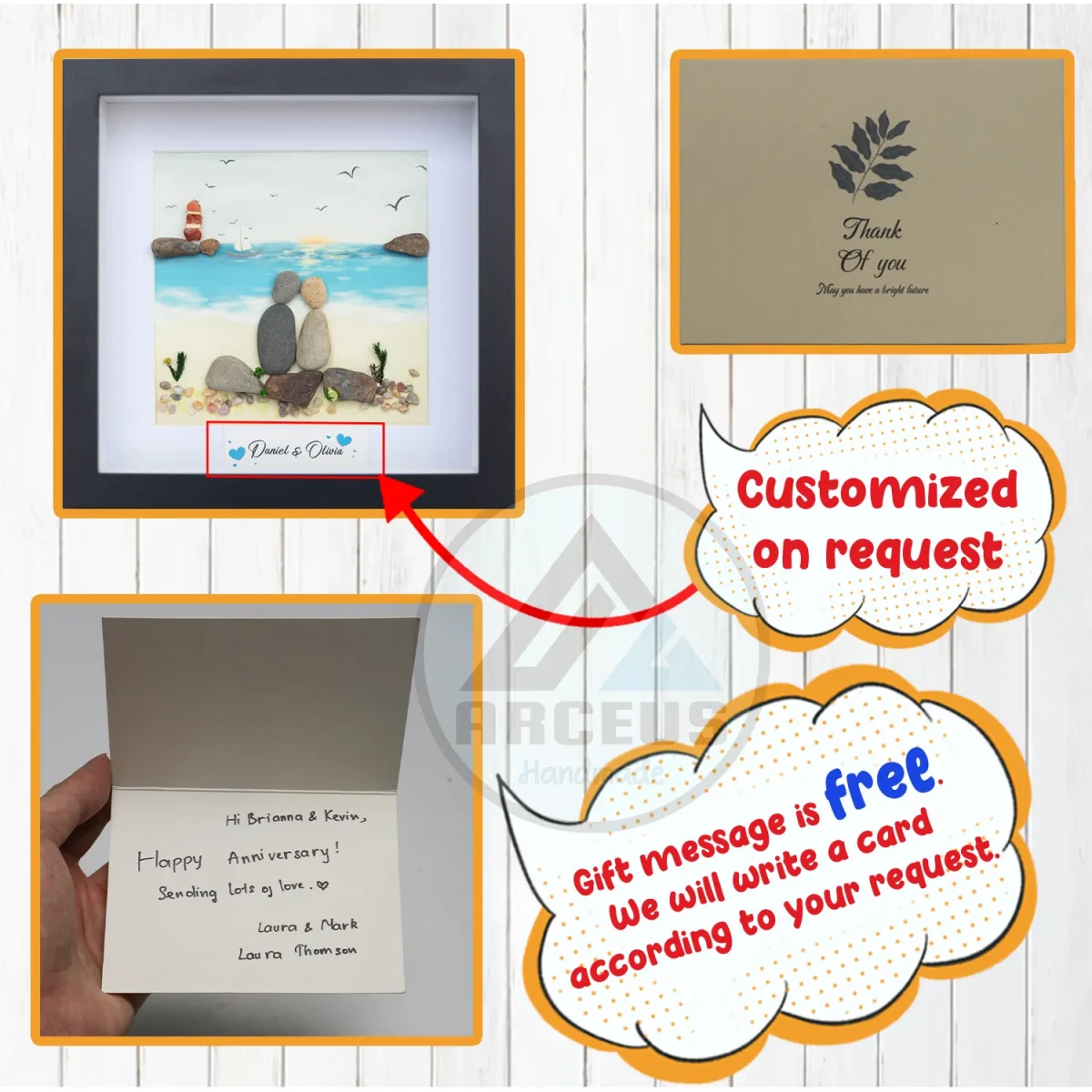 Personalized Couple On The Beach Pebble Art, Gift for Wedding Anniversary, Gift for Couple, Love Pebble Art Gift, Pebble Painting - Image 3