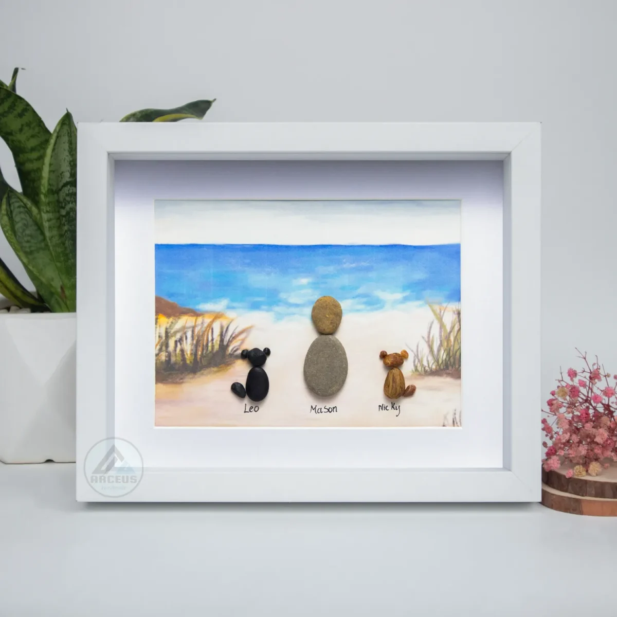 Personalized Dog Lover Pebble Art, Dog Wall Art, Dog Pebble Art, Framed Dog Wall Hanging, Dog Decor, Unique Animal Lover Gift, Baby Dog Art - Image 5