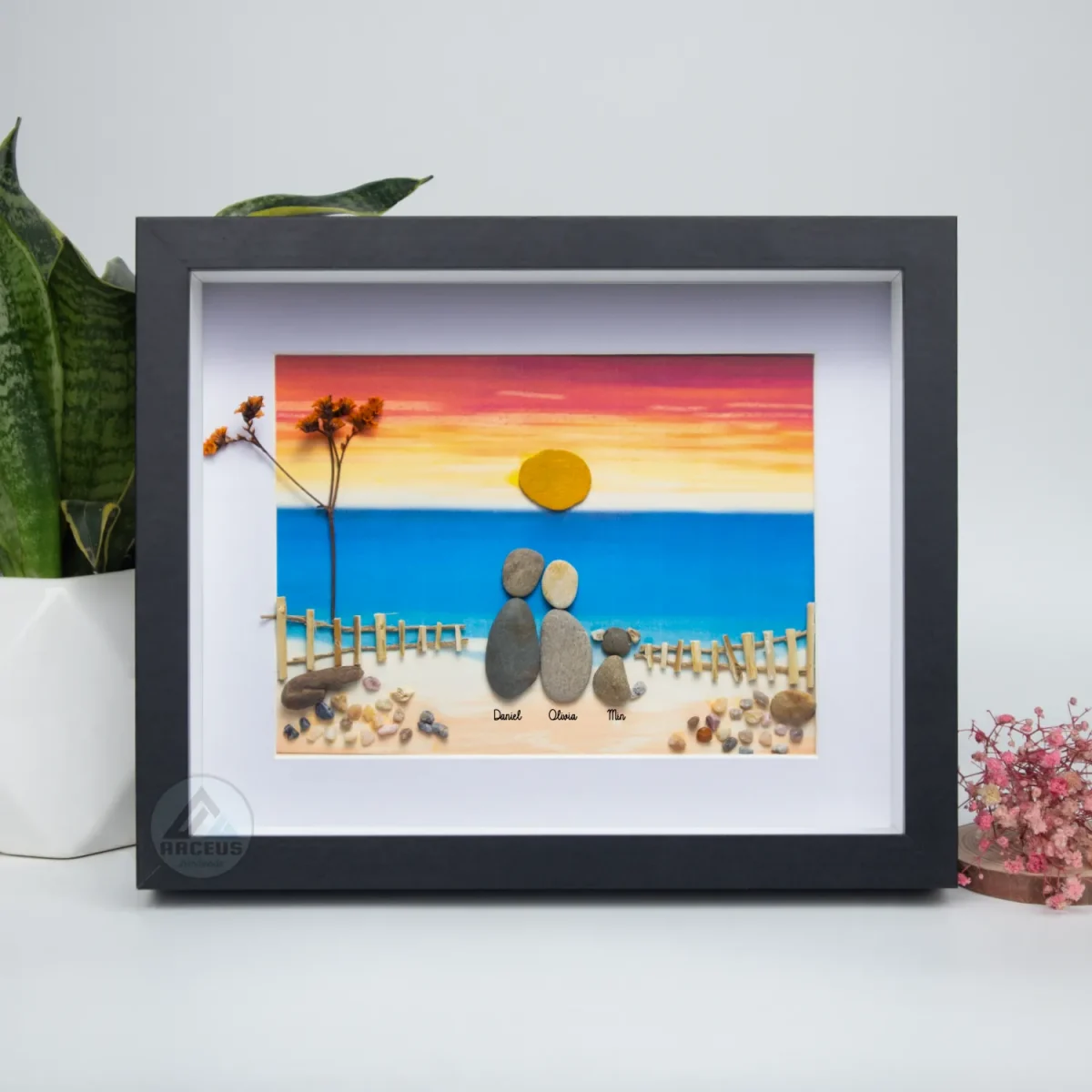 Personalized Couple On The Beach Pebble Art, Gift for Wedding Anniversary, Gift for Couple, Love Pebble Art Gift, Pebble Painting - Image 7