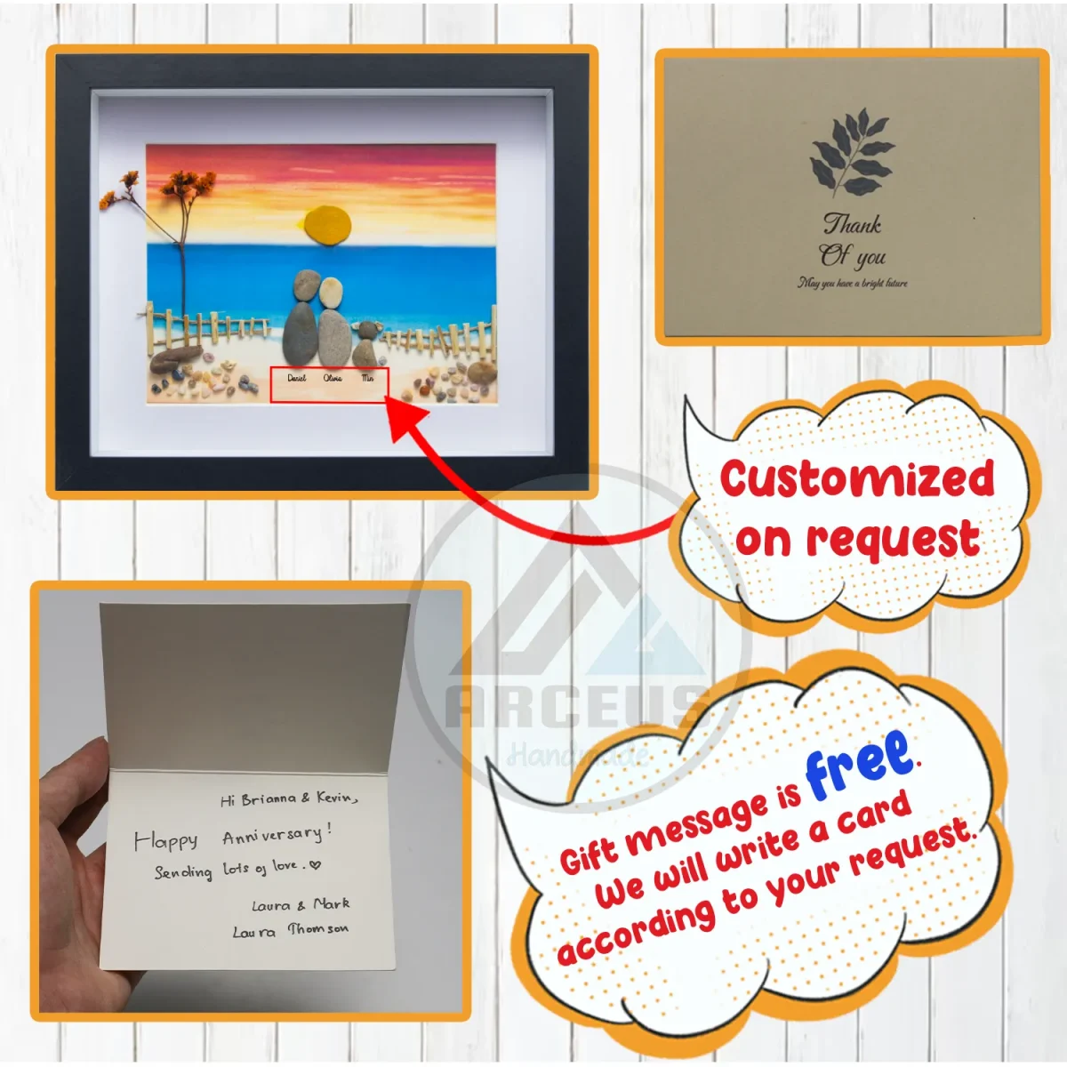 Personalized Couple On The Beach Pebble Art, Gift for Wedding Anniversary, Gift for Couple, Love Pebble Art Gift, Pebble Painting - Image 3