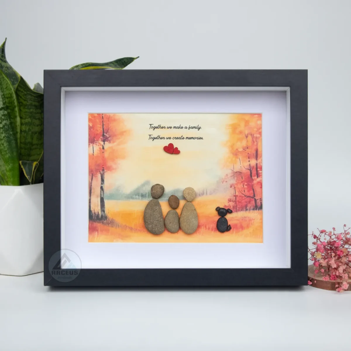 Personalized Family With Pets Pebble Art, Pebble Art Gift, Family With Dog Pebble Art, Family With Cat Pebble Art, Gift for Family - Image 2