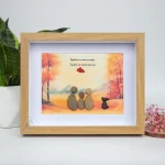 Personalized Family With Pets Pebble Art, Pebble Art Gift, Family With Dog Pebble Art, Family With Cat Pebble Art, Gift for Family