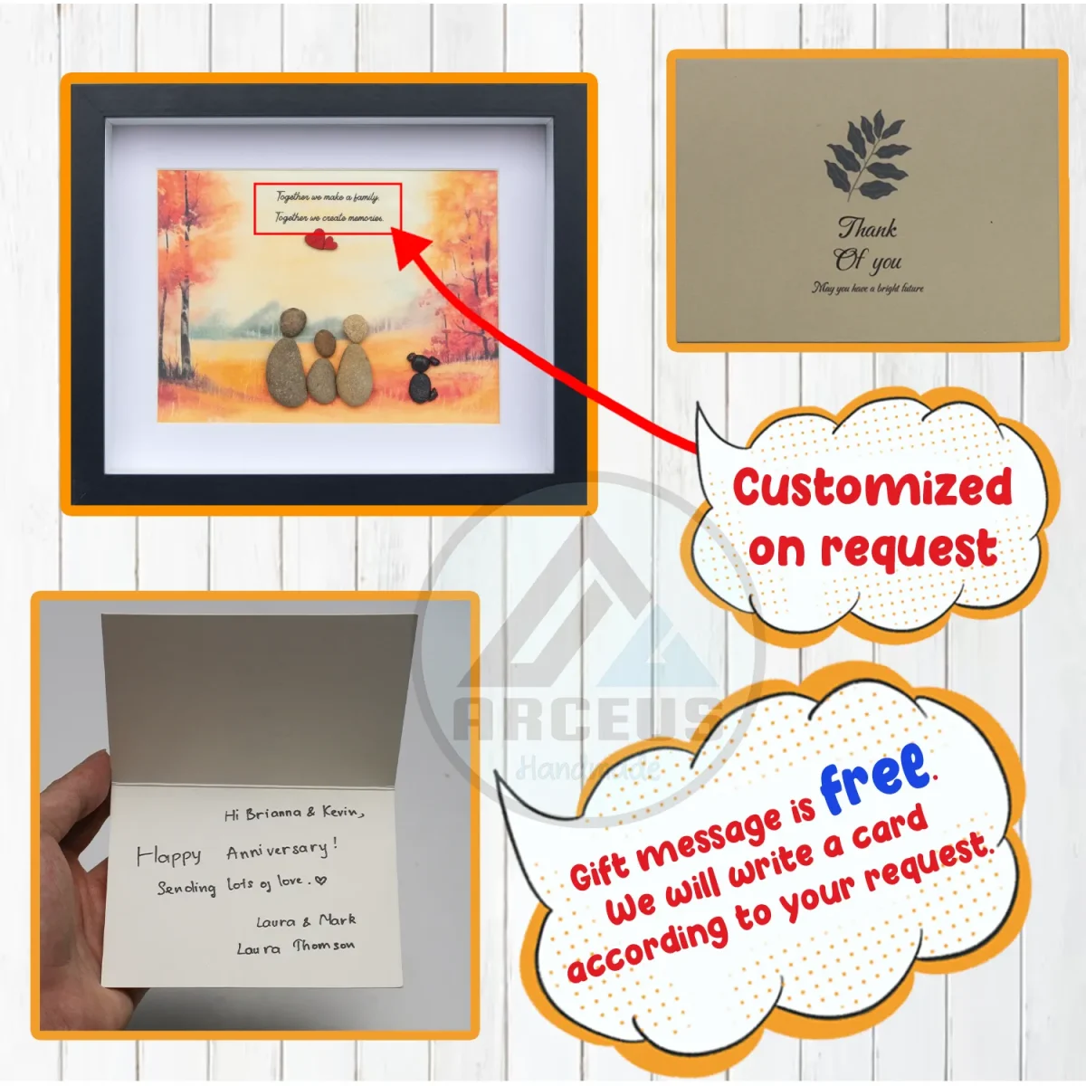 Personalized Family With Pets Pebble Art, Pebble Art Gift, Family With Dog Pebble Art, Family With Cat Pebble Art, Gift for Family - Image 3