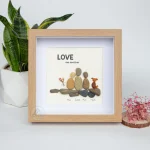 Personalized Family With Pets Pebble Art, Pebble Art Gift, Family With Dog Pebble Art, Family With Cat Pebble Art, Gift for Family