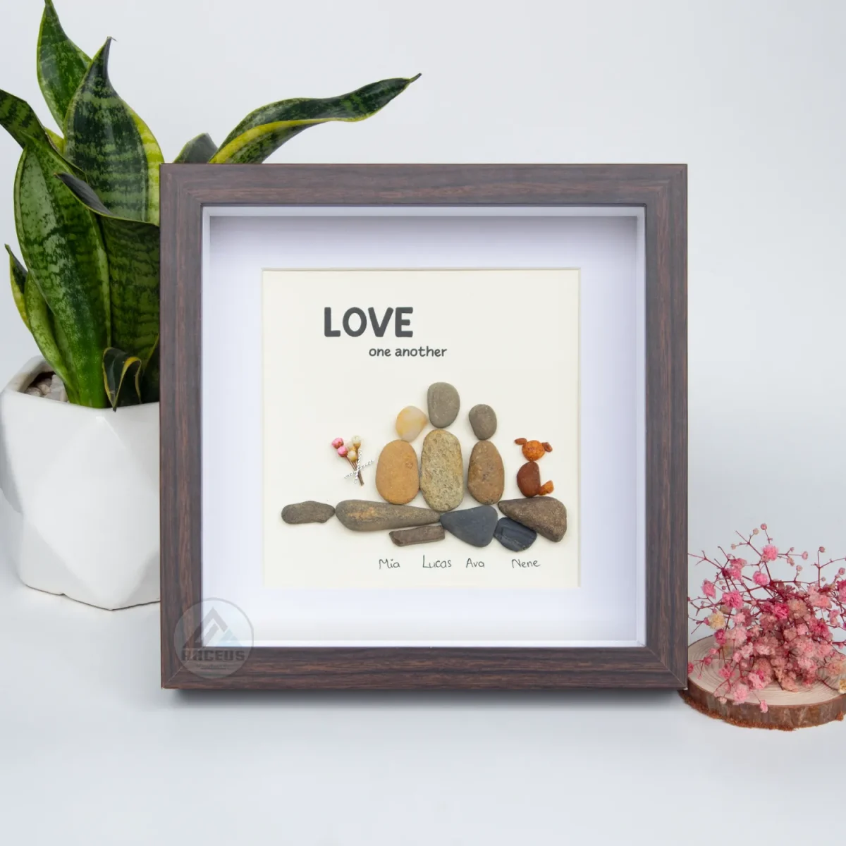 Personalized Family With Pets Pebble Art, Pebble Art Gift, Family With Dog Pebble Art, Family With Cat Pebble Art, Gift for Family - Image 5