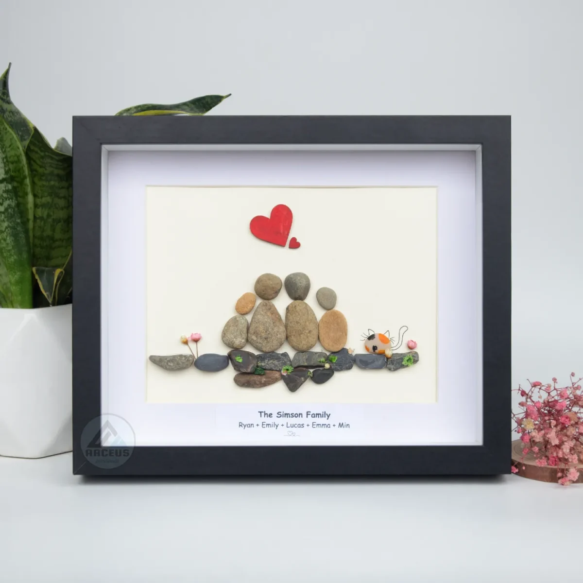 Personalized Family Pebble Art, Housewarming Gift Pebble Painting, Custom Pebble Art Family, Gift For Family, New Home Pebble Art Gift - Image 7