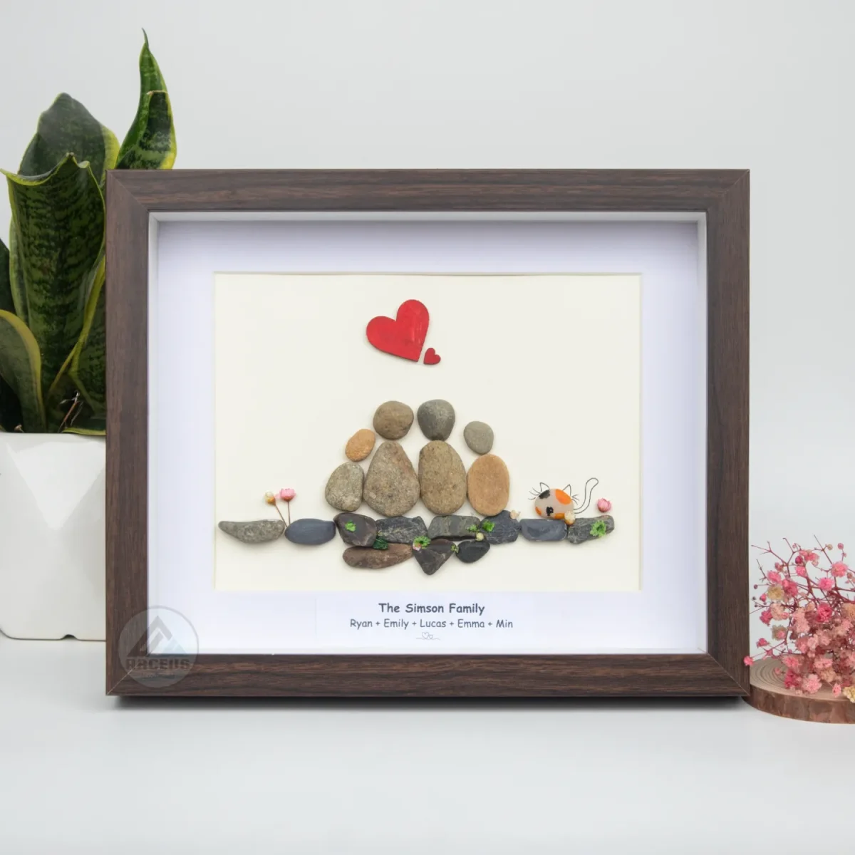 Personalized Family Pebble Art, Housewarming Gift Pebble Painting, Custom Pebble Art Family, Gift For Family, New Home Pebble Art Gift - Image 5