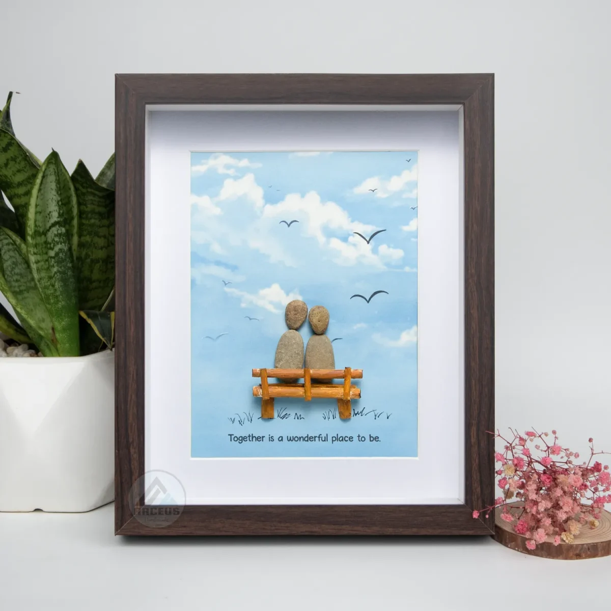 Personalized Wedding Anniversary Pebble Art, Couple Pebble Art, Anniversary Present for Him or Her, Pebble Art Gift, Pebble Painting - Image 7