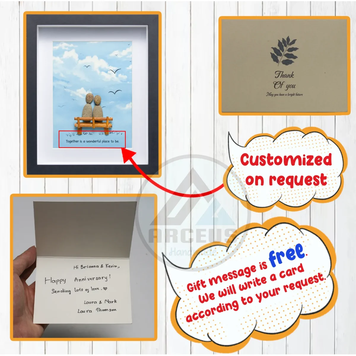 Personalized Wedding Anniversary Pebble Art, Couple Pebble Art, Anniversary Present for Him or Her, Pebble Art Gift, Pebble Painting - Image 3