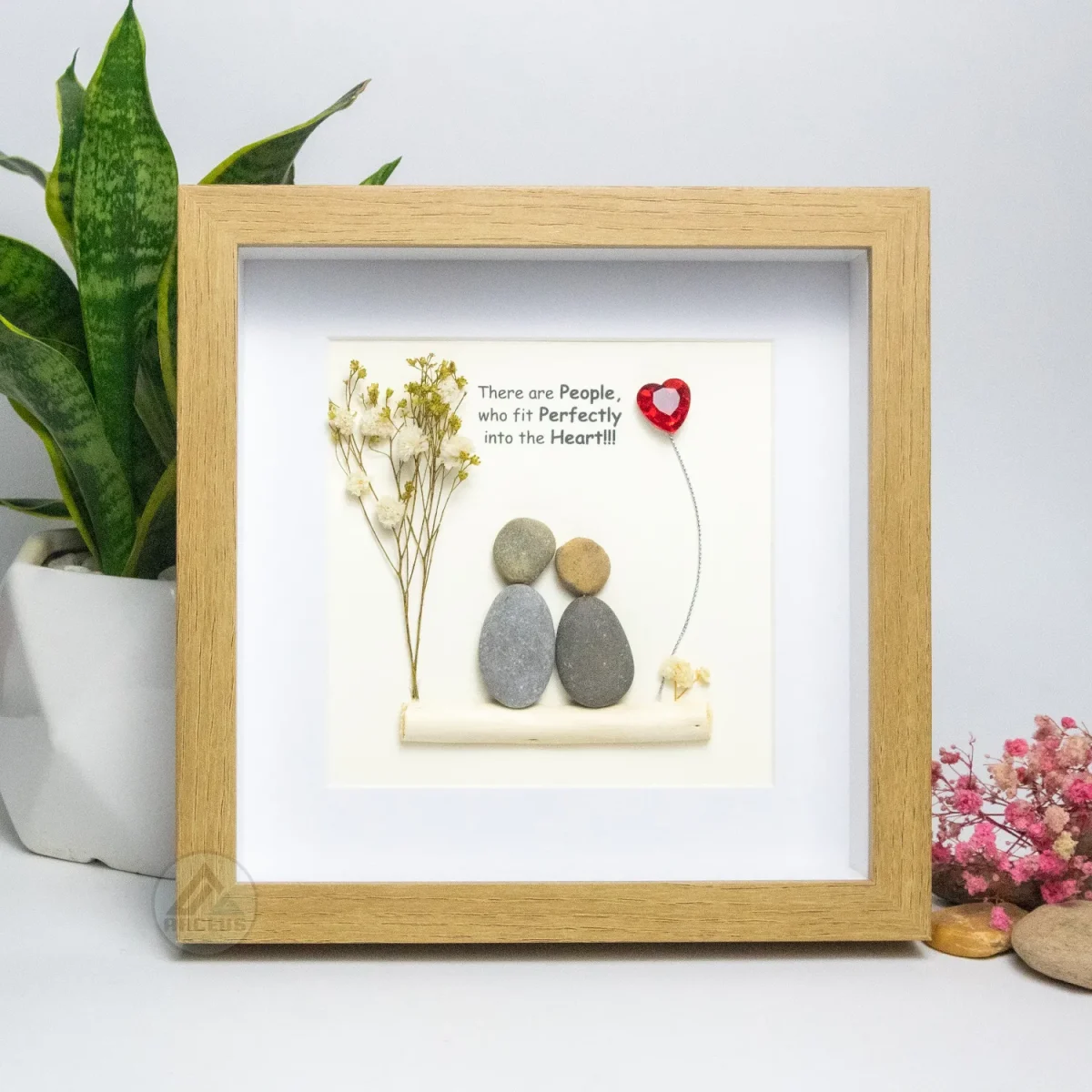 Personalized Couple Pebble Art, Wedding Gift for Couple, Anniversary Gift For Girlfriend / Wife / Husband, Pebble Painting, Pebble Art Gift - Image 2
