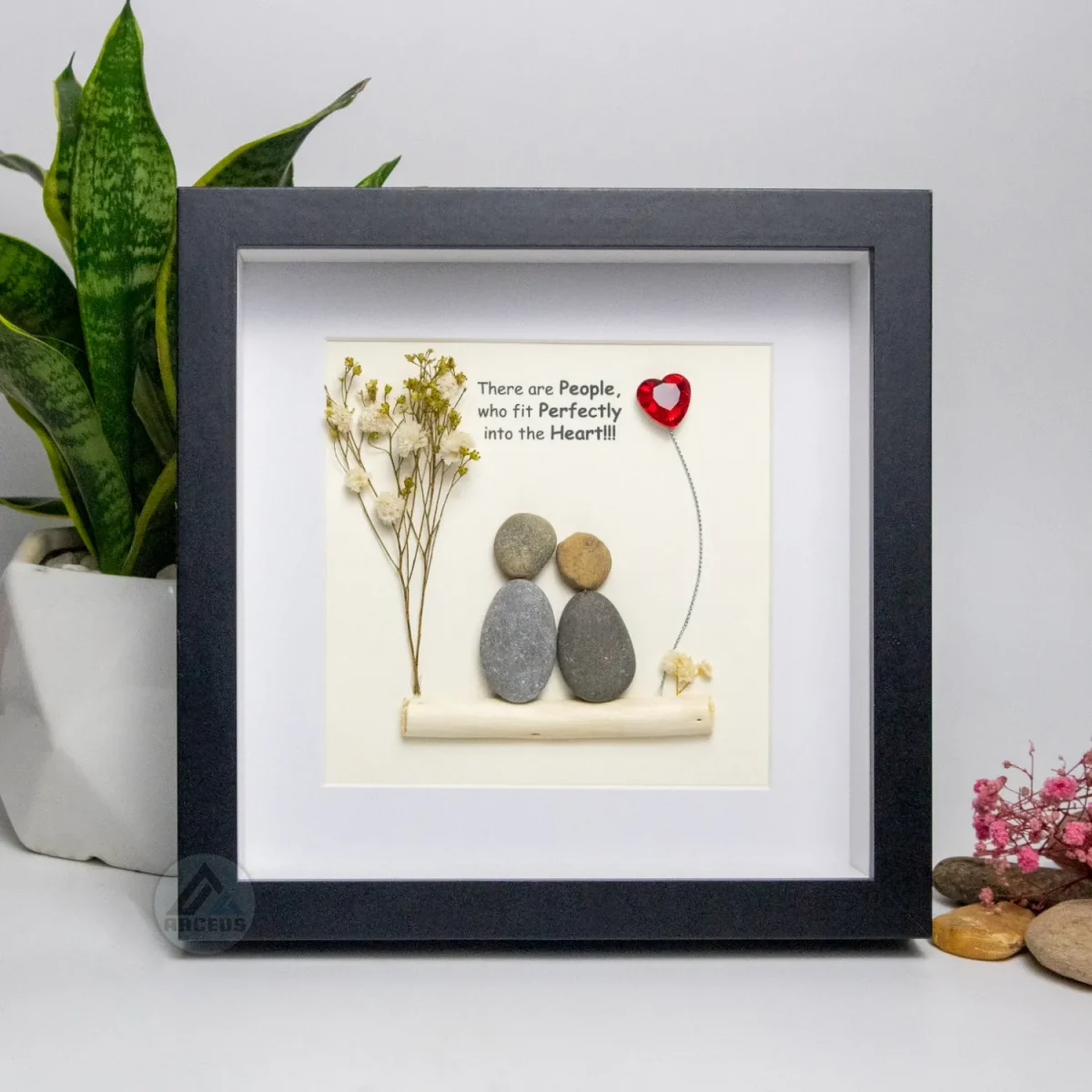 XNJPG AMZ00377-6 Personalized Couple Pebble Art, Wedding Gift for Couple, Anniversary Gift For Girlfriend / Wife / Husband, Pebble Painting, Pebble Art Gift - Image 1