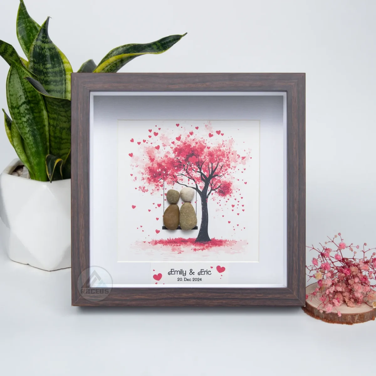 Personalized Wedding Anniversary Pebble Art, Couple Pebble Art, Anniversary Present for Him or Her, Pebble Art Gift, Pebble Painting - Image 6