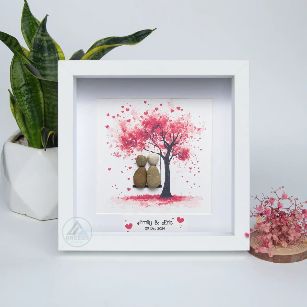 Personalized Wedding Anniversary Pebble Art, Couple Pebble Art, Anniversary Present for Him or Her, Pebble Art Gift, Pebble Painting - Image 7