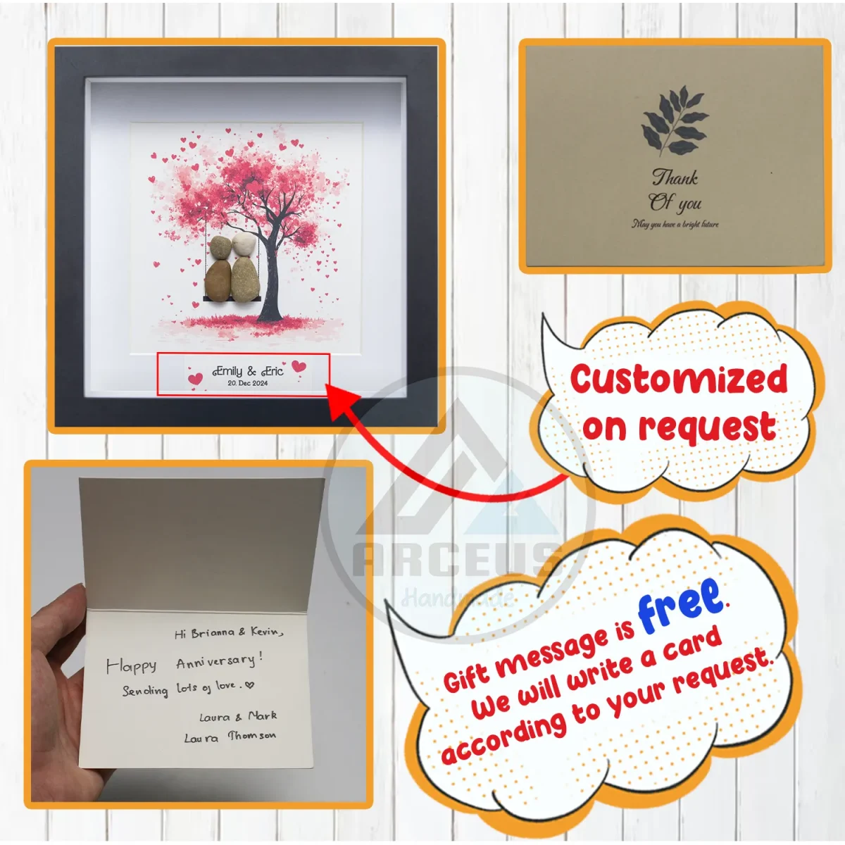 Personalized Wedding Anniversary Pebble Art, Couple Pebble Art, Anniversary Present for Him or Her, Pebble Art Gift, Pebble Painting - Image 3