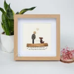 Personalized Dog Lover Pebble Art, Dog Wall Art, Dog Pebble Art, Framed Dog Wall Hanging, Dog Decor, Unique Animal Lover Gift, Baby Dog Art