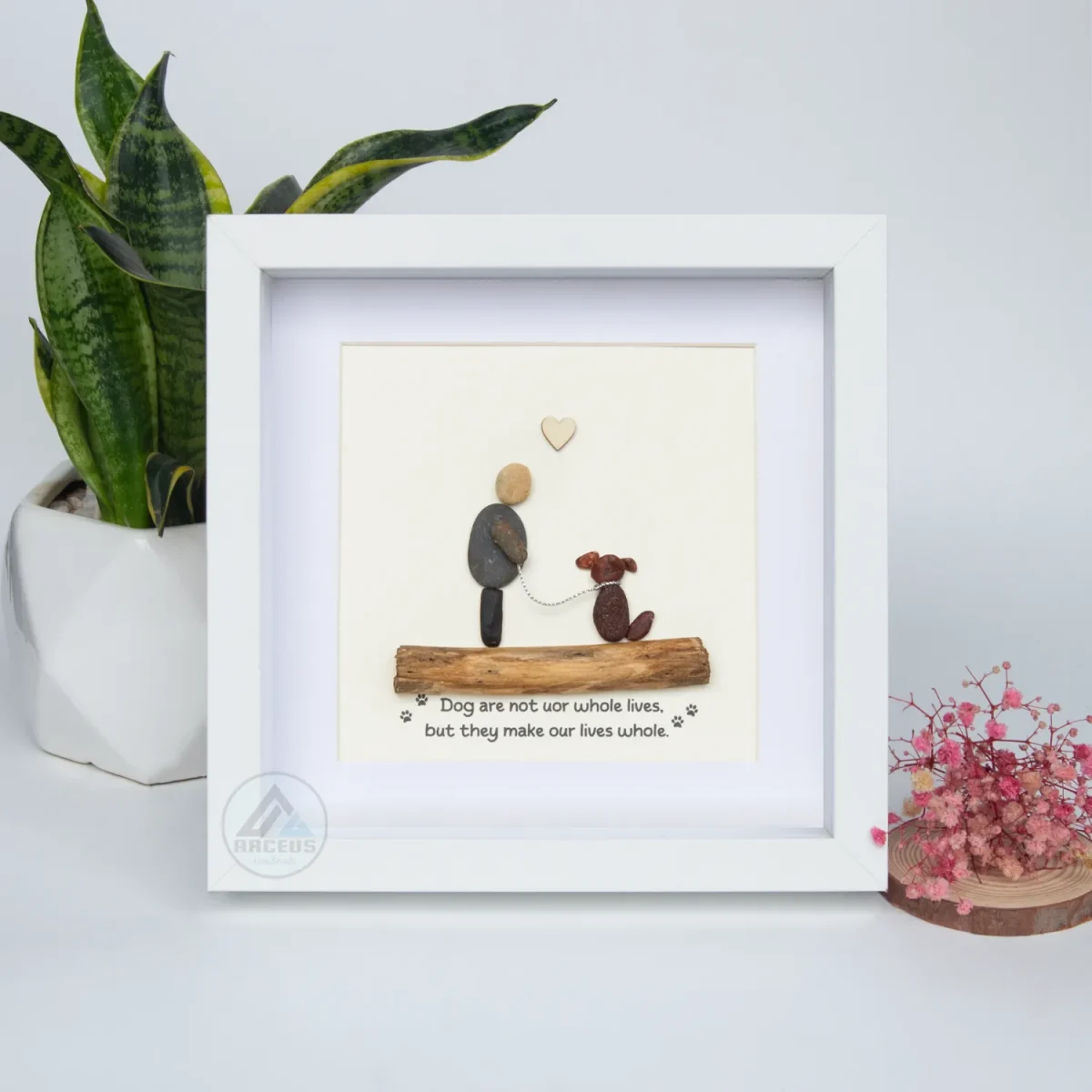 Personalized Dog Lover Pebble Art, Dog Wall Art, Dog Pebble Art, Framed Dog Wall Hanging, Dog Decor, Unique Animal Lover Gift, Baby Dog Art - Image 7