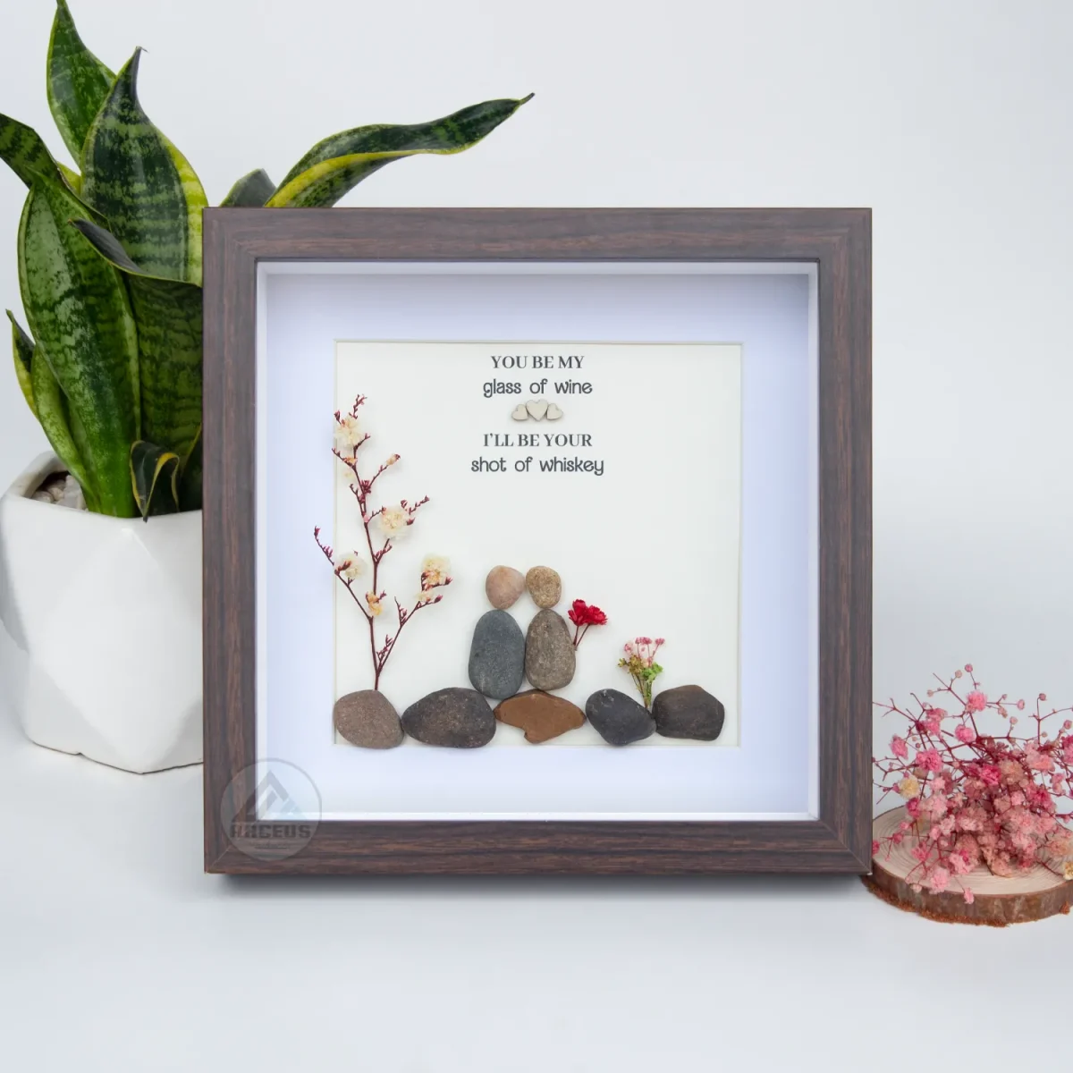 Personalized Couple Pebble Art, Wedding Gift for Couple, Anniversary Gift For Girlfriend / Wife / Husband, Pebble Painting, Pebble Art Gift - Image 5