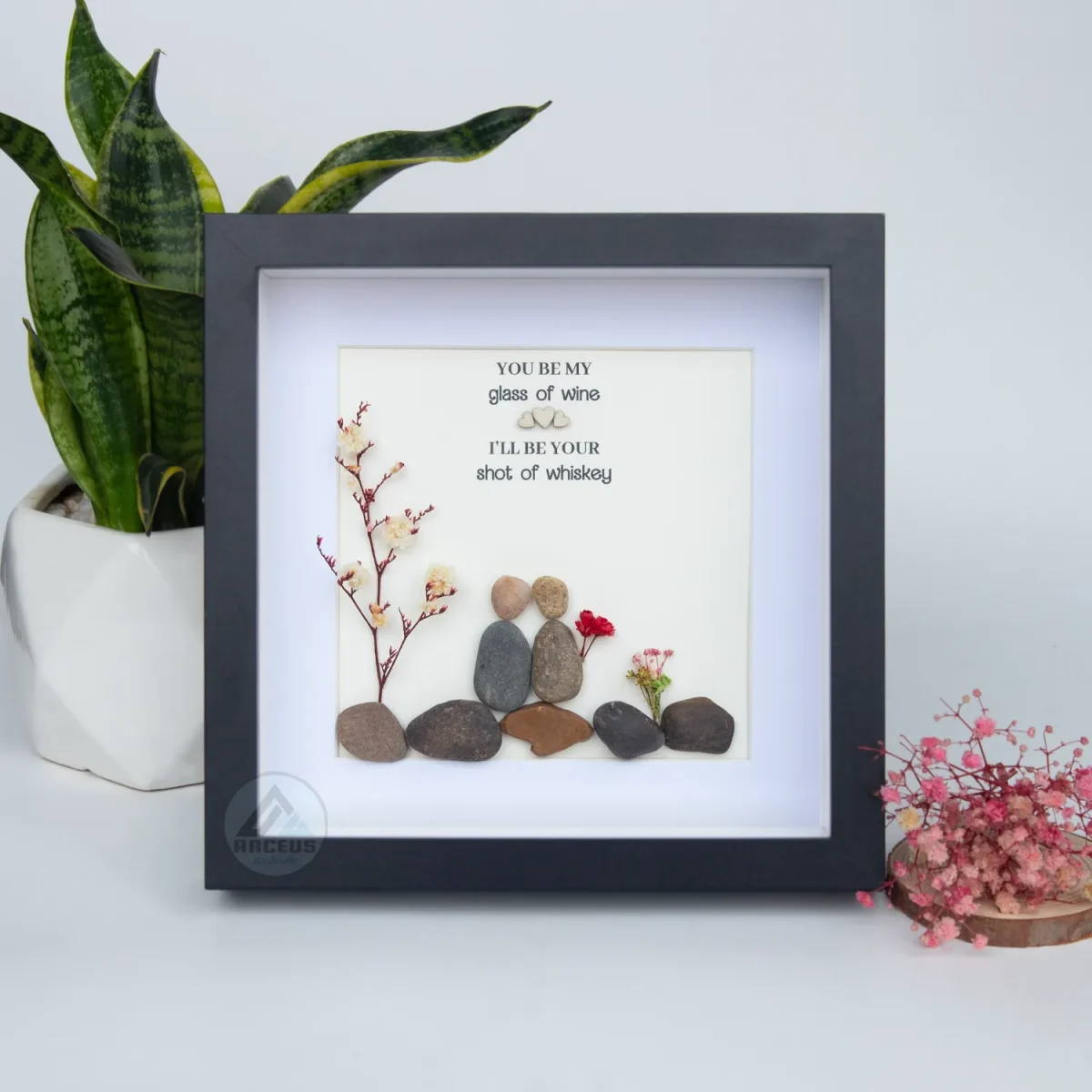 Personalized Couple Pebble Art, Wedding Gift for Couple, Anniversary Gift For Girlfriend / Wife / Husband, Pebble Painting, Pebble Art Gift - Image 6