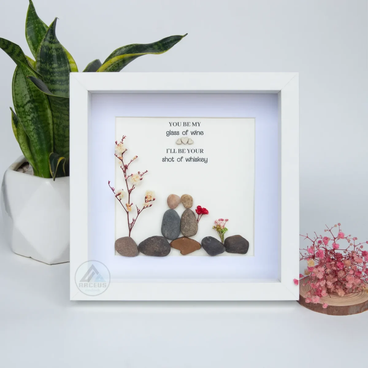 Personalized Couple Pebble Art, Wedding Gift for Couple, Anniversary Gift For Girlfriend / Wife / Husband, Pebble Painting, Pebble Art Gift - Image 7