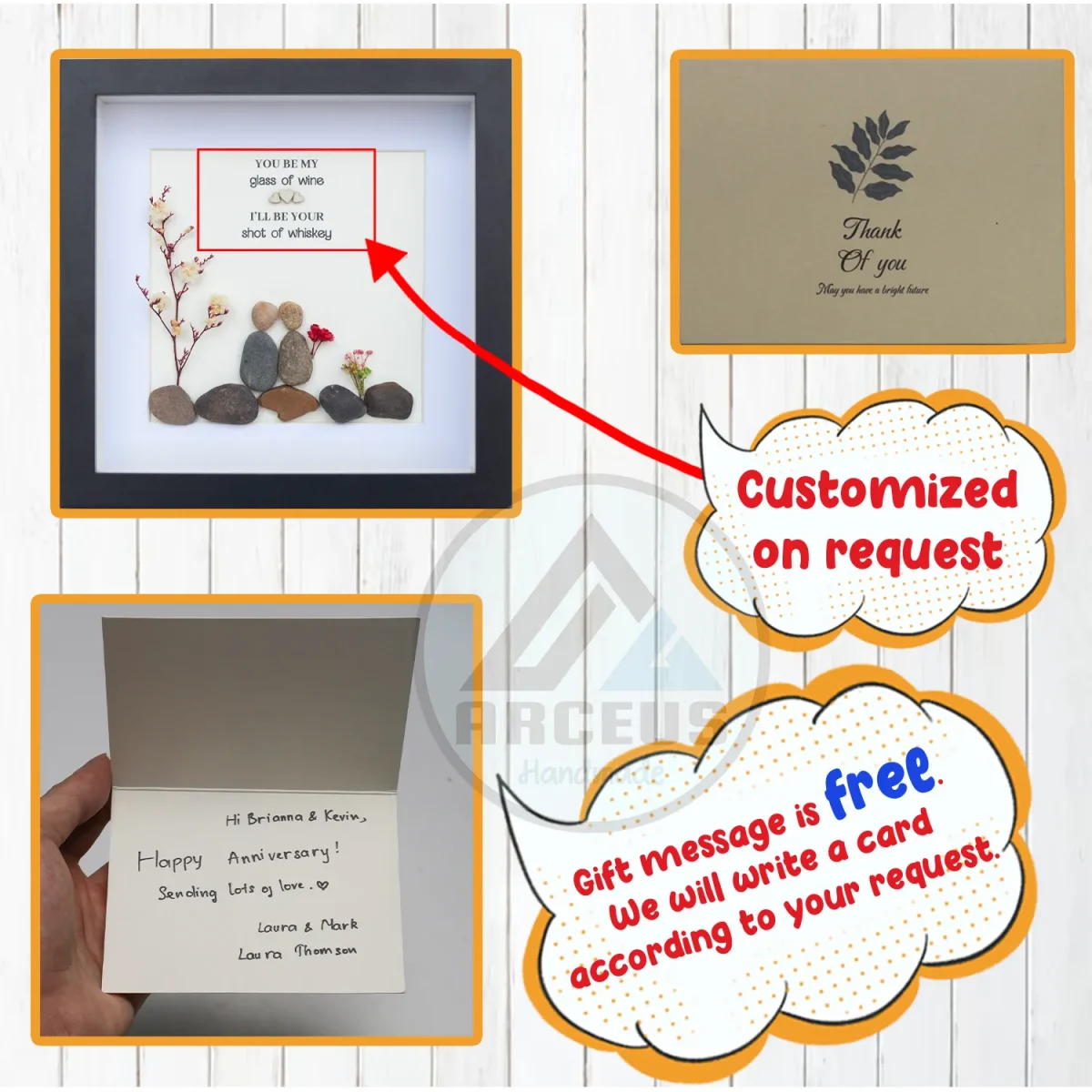 Personalized Couple Pebble Art, Wedding Gift for Couple, Anniversary Gift For Girlfriend / Wife / Husband, Pebble Painting, Pebble Art Gift - Image 3