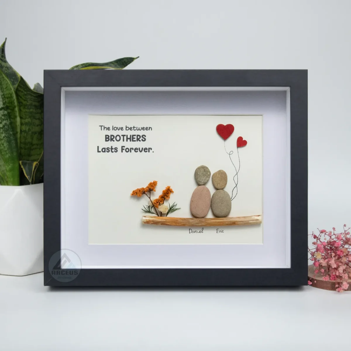 Brother Pebble Art, Friend Birthday Gift, Personalized Gifts, Family Pebble Art, Gift For Bestie, Birthday Gift, Home Gift Ideas, BFF - Image 1