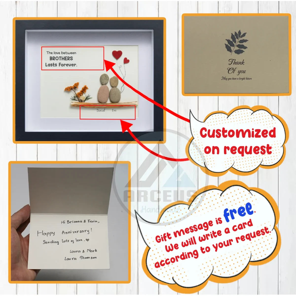 Brother Pebble Art, Friend Birthday Gift, Personalized Gifts, Family Pebble Art, Gift For Bestie, Birthday Gift, Home Gift Ideas, BFF - Image 3