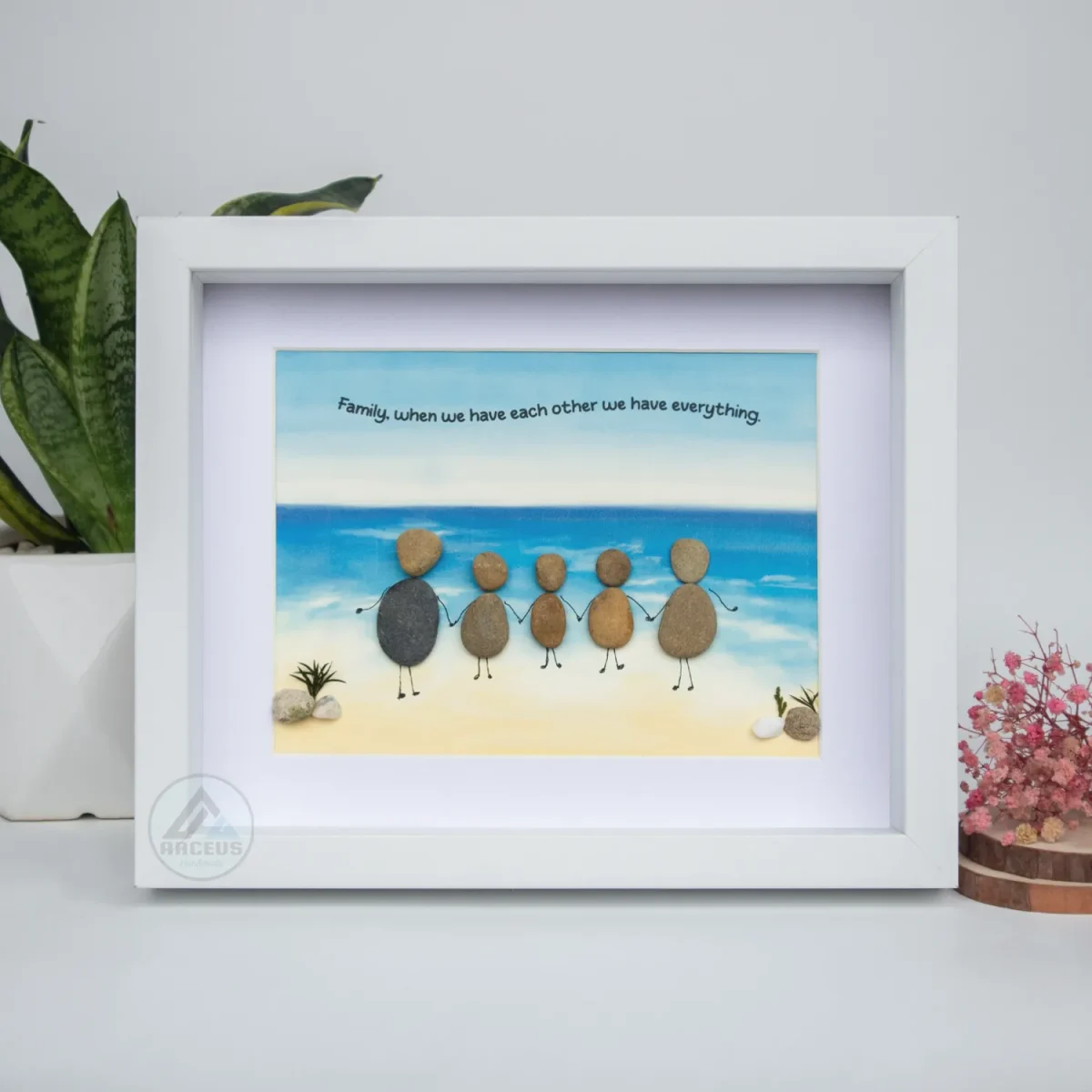 Personalised Family Seaside Beach Pebble Art, The Sea Family Pebble Painting, Gift For Mum Birthday, Mothers Day, Pebble Art Gift - Image 2