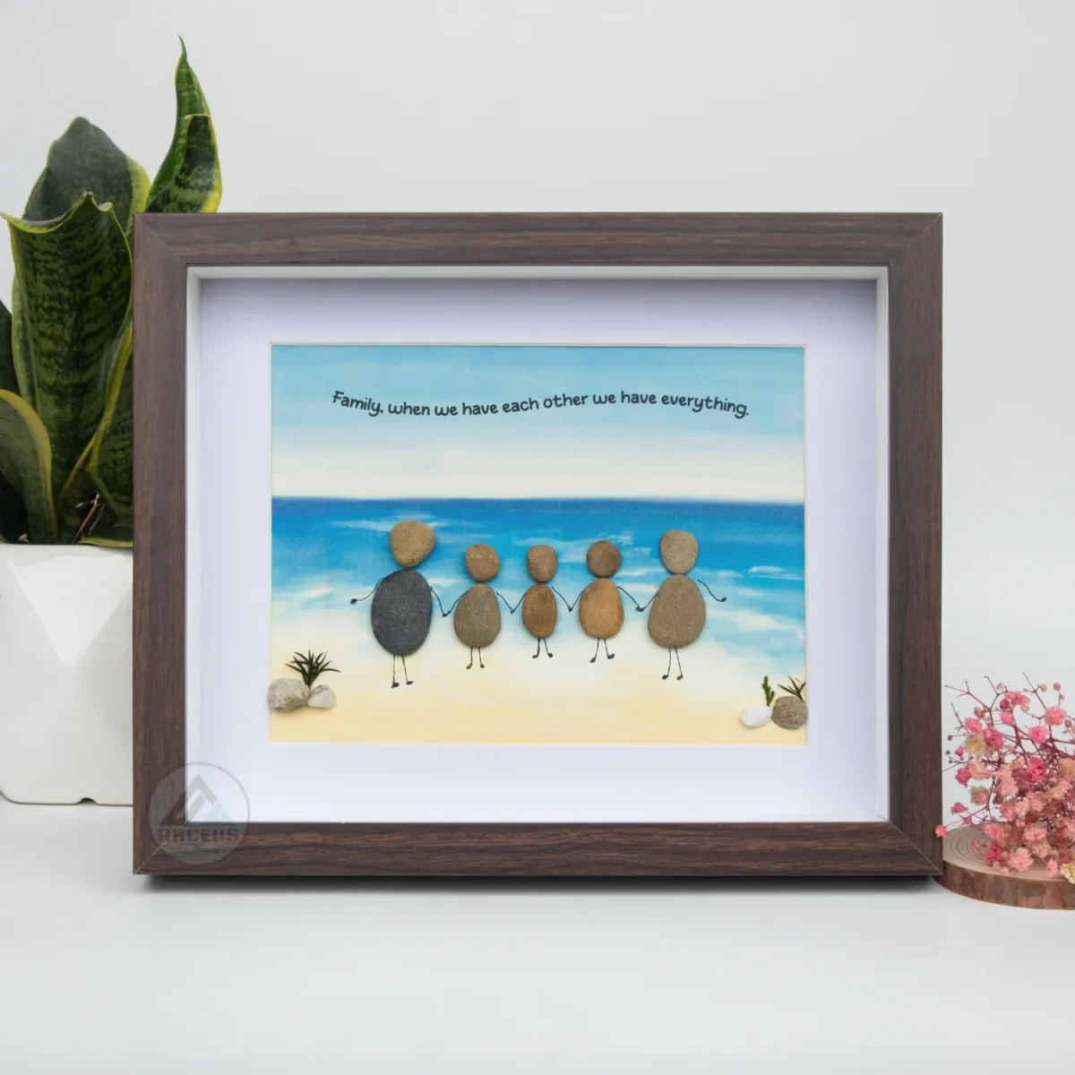 Personalised Family Seaside Beach Pebble Art, The Sea Family Pebble Painting, Gift For Mum Birthday, Mothers Day, Pebble Art Gift - Image 7
