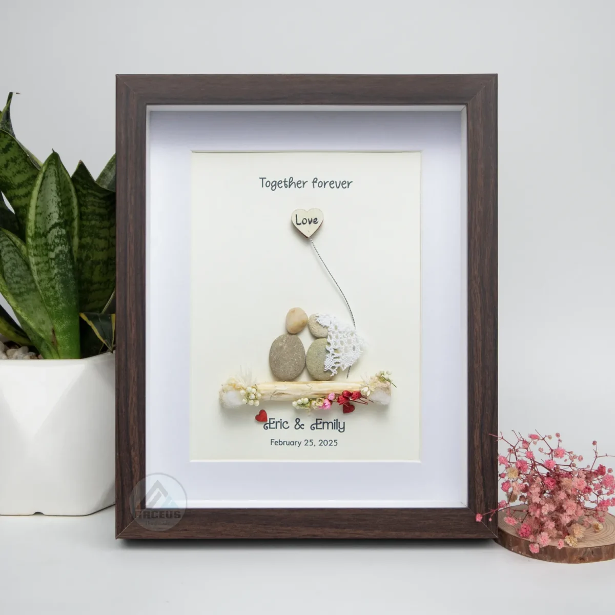 Personalized Couple Pebble Art, Wedding Gift for Couple, Anniversary Gift For Girlfriend / Wife / Husband, Pebble Painting, Pebble Art Gift - Image 7