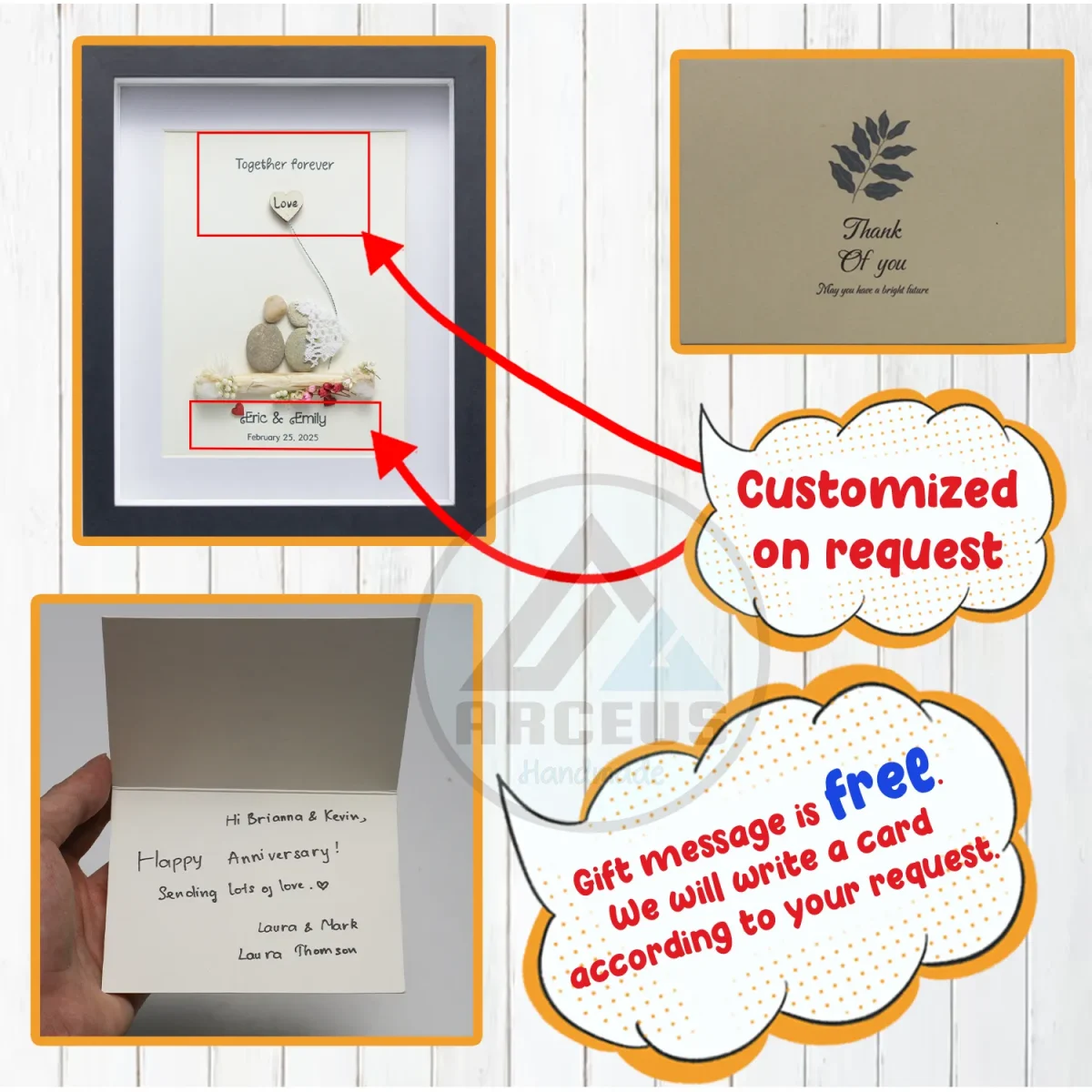 Personalized Couple Pebble Art, Wedding Gift for Couple, Anniversary Gift For Girlfriend / Wife / Husband, Pebble Painting, Pebble Art Gift - Image 3