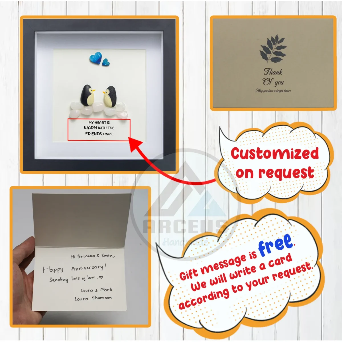 You Are My Penguin Gift, Penguin Love Pebble Art | Penguin Art For Boyfriend, Girlfriend, Husband, Wife Romantic Gift Unique - Image 4