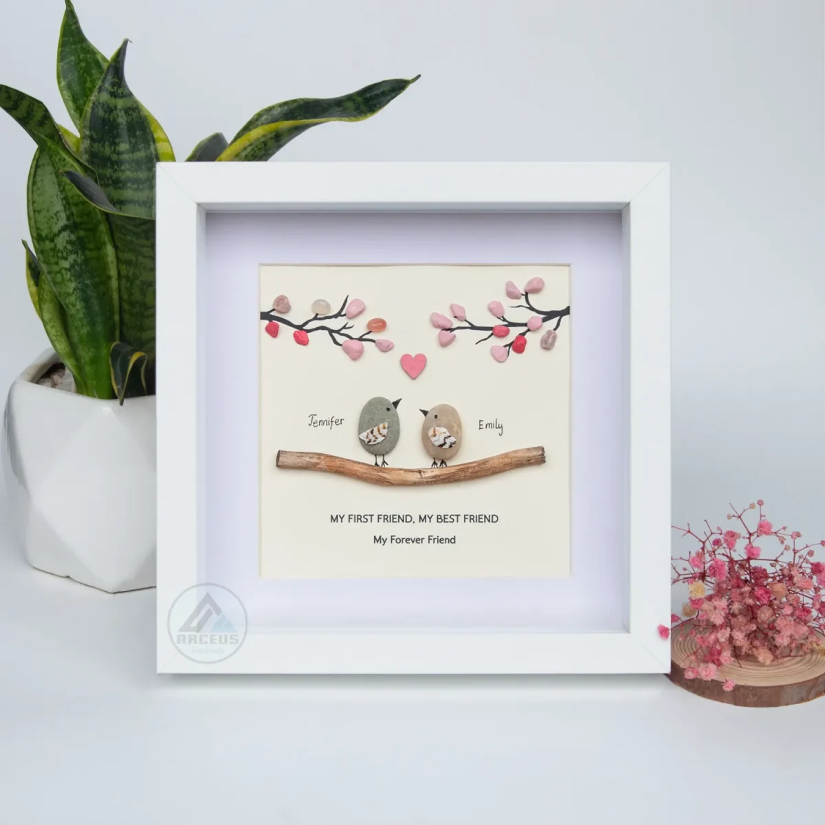 Personalized Friendship Pebble Art, Pebble Art for Friends, Gift for Besties, Gift for Friend, Bird Friendship Pebble Frame, Pebble Art Gift - Image 7
