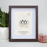 Personalized Penguin Family Pebble Art, Customized Pebble Art, Best Home Gifts, Pebble Art Gift, Pebble Art Family Love, Pebble Art - Image 6