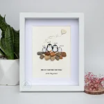 Personalized Penguin Family Pebble Art, Customized Pebble Art, Best Home Gifts, Pebble Art Gift, Pebble Art Family Love, Pebble Art - Image 2