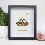 Personalized Penguin Family Pebble Art, Customized Pebble Art, Best Home Gifts, Pebble Art Gift, Pebble Art Family Love, Pebble Art - Image 5