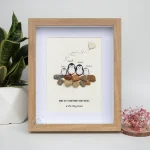 Personalized Penguin Family Pebble Art, Customized Pebble Art, Best Home Gifts, Pebble Art Gift, Pebble Art Family Love, Pebble Art